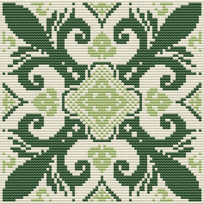 Small Persian Tile - Ivory Needlepoint Tapestry Digital Download Chart